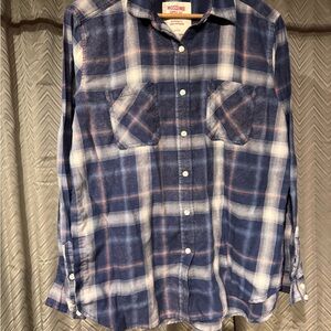 Mossimo Supply Co. Men's Navy and White Plaid Shirt